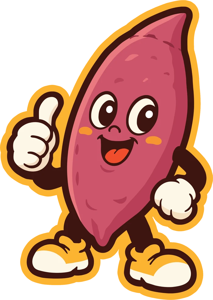 Kamote Man, the smiling sweet potato mascot